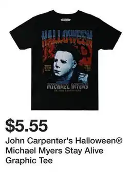 Five Below John Carpenter's Halloween Michael Myers Stay Alive Graphic Tee offer