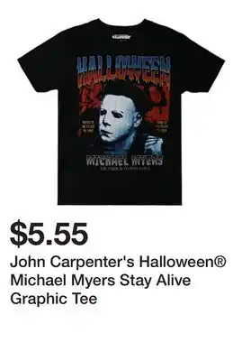 Five Below John Carpenter's Halloween Michael Myers Stay Alive Graphic Tee offer