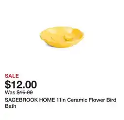 Marshalls SAGEBROOK HOME 11in Ceramic Flower Bird Bath offer