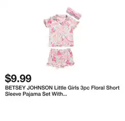 Marshalls BETSEY JOHNSON Little Girls 3pc Floral Short Sleeve Pajama Set With Beauty Headband offer