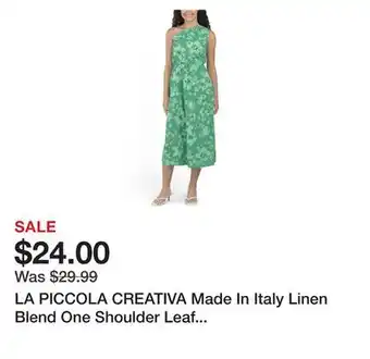 Marshalls LA PICCOLA CREATIVA Made In Italy Linen Blend One Shoulder Leaf Print Maxi Dress offer