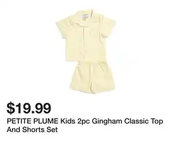 Marshalls PETITE PLUME Kids 2pc Gingham Classic Top And Shorts Set offer