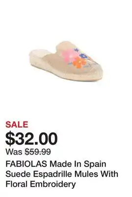 Marshalls FABIOLAS Made In Spain Suede Espadrille Mules With Floral Embroidery offer