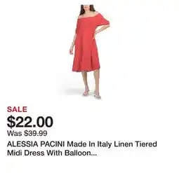 Marshalls ALESSIA PACINI Made In Italy Linen Tiered Midi Dress With Balloon Sleeves offer