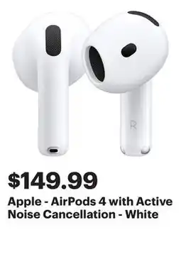 Best Buy Apple - AirPods 4 with Active Noise Cancellation - White offer