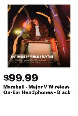 Best Buy Marshall - Major V Wireless On-Ear Headphones - Black offer