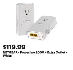 Best Buy NETGEAR - Powerline 2000 + Extra Outlet - White offer