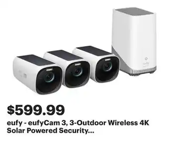 Best Buy eufy - eufyCam 3, 3-Outdoor Wireless 4K Solar Powered Security Cameras with HomeBase 3 - White offer