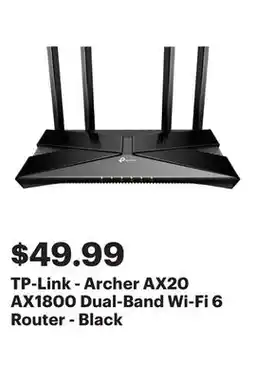 Best Buy TP-Link - Archer AX20 AX1800 Dual-Band Wi-Fi 6 Router - Black offer
