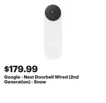 Best Buy Google - Nest Doorbell Wired (2nd Generation) - Snow offer