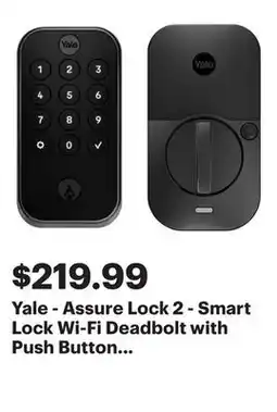Best Buy Yale - Assure Lock 2 - Smart Lock Wi-Fi Deadbolt with Push Button Keypad | Key Access - Black Suede offer