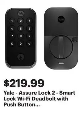 Best Buy Yale - Assure Lock 2 - Smart Lock Wi-Fi Deadbolt with Push Button Keypad | Key Access - Black Suede offer