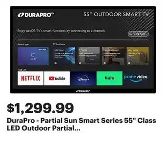 Best Buy DuraPro - Partial Sun Smart Series 55 Class LED Outdoor Partial Sun 4K UHD Smart webOS TV (2025) offer