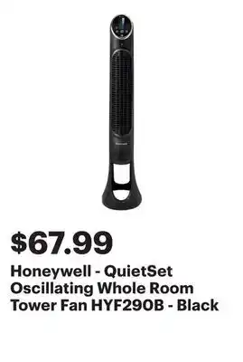 Best Buy Honeywell - QuietSet Oscillating Whole Room Tower Fan HYF290B - Black offer