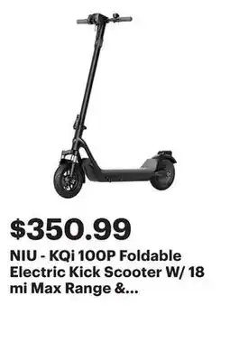 Best Buy NIU - KQi 100P Foldable Electric Kick Scooter W/ 18 mi Max Range & 17.4 mph Max Speed - Gray offer