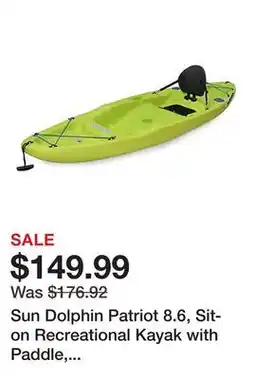 Tractor Supply Company Sun Dolphin Patriot 8.6, Sit-on Recreational Kayak with Paddle, Citrus with Blue offer