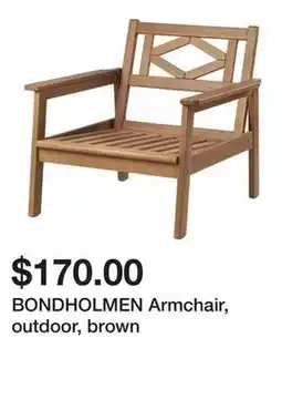 Ikea BONDHOLMEN Armchair, outdoor, brown offer