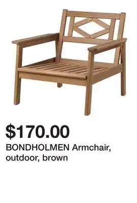 Ikea BONDHOLMEN Armchair, outdoor, brown offer