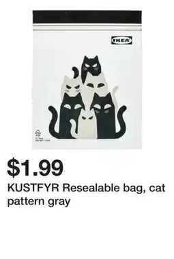 Ikea KUSTFYR Resealable bag, cat pattern gray offer