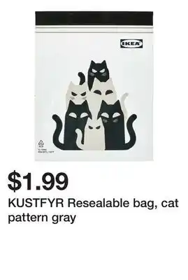 Ikea KUSTFYR Resealable bag, cat pattern gray offer