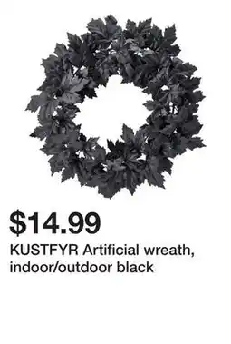 Ikea KUSTFYR Artificial wreath, indoor/outdoor black offer