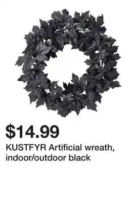 Ikea KUSTFYR Artificial wreath, indoor/outdoor black offer