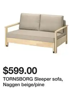 Ikea TORNSBORG Sleeper sofa, Naggen beige/pine offer