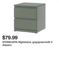 Ikea STORKLINTA Nightstand, gray/green/with 2 drawers offer