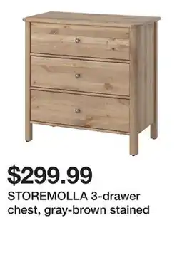 Ikea STOREMOLLA 3-drawer chest, gray-brown stained offer