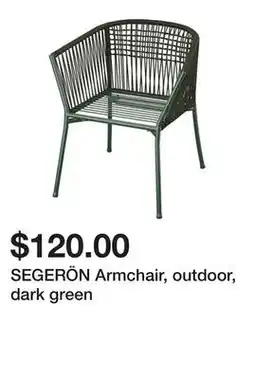 Ikea SEGERÖN Armchair, outdoor, dark green offer