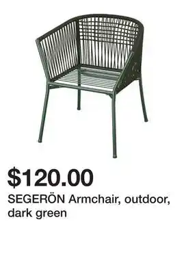 Ikea SEGERÖN Armchair, outdoor, dark green offer