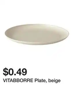 Ikea VITABBORRE Plate, beige offer