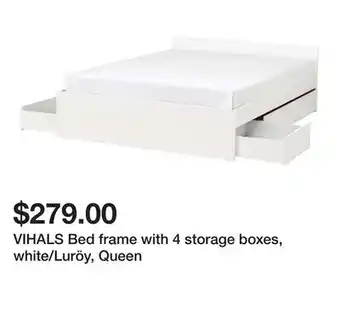 Ikea VIHALS Bed frame with 4 storage boxes, white/Luröy, Queen offer