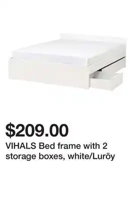 Ikea VIHALS Bed frame with 2 storage boxes, white/Luröy offer