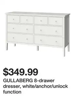 Ikea GULLABERG 8-drawer dresser, white/anchor/unlock function offer