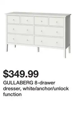 Ikea GULLABERG 8-drawer dresser, white/anchor/unlock function offer