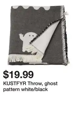 Ikea KUSTFYR Throw, ghost pattern white/black offer