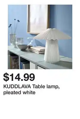 Ikea KUDDLAVA Table lamp, pleated white offer