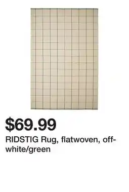 Ikea RIDSTIG Rug, flatwoven, off-white/green offer