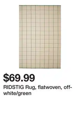 Ikea RIDSTIG Rug, flatwoven, off-white/green offer