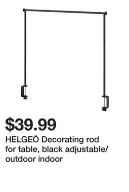 Ikea HELGEÖ Decorating rod for table, black adjustable/outdoor indoor offer