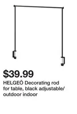 Ikea HELGEÖ Decorating rod for table, black adjustable/outdoor indoor offer