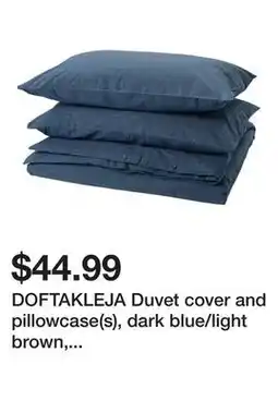 Ikea DOFTAKLEJA Duvet cover and pillowcase(s), dark blue/light brown, Full/Queen (Double/Queen) offer