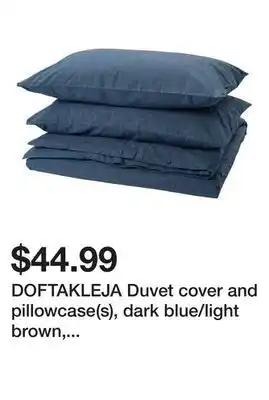Ikea DOFTAKLEJA Duvet cover and pillowcase(s), dark blue/light brown, Full/Queen (Double/Queen) offer