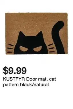 Ikea KUSTFYR Door mat, cat pattern black/natural offer