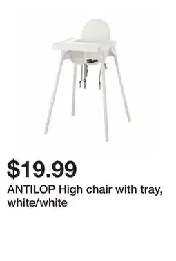 Ikea ANTILOP High chair with tray, white/white offer