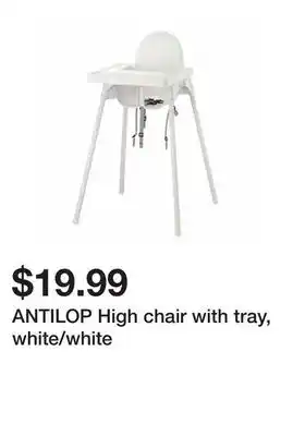 Ikea ANTILOP High chair with tray, white/white offer
