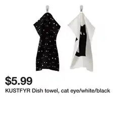 Ikea KUSTFYR Dish towel, cat eye/white/black offer