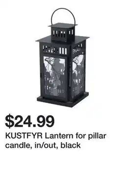 Ikea KUSTFYR Lantern for pillar candle, in/out, black offer