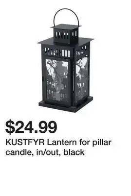 Ikea KUSTFYR Lantern for pillar candle, in/out, black offer